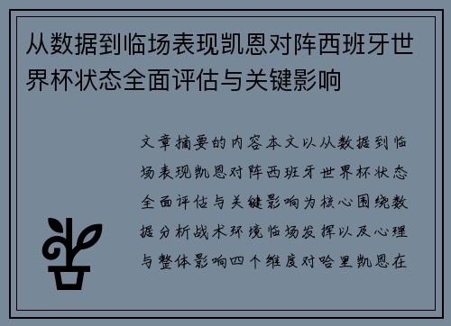 从数据到临场表现凯恩对阵西班牙世界杯状态全面评估与关键影响 从数据到临场表现凯恩对阵西班牙世界杯状态全面评估与关键影响